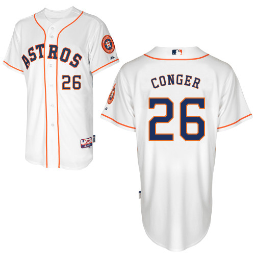 Hank Conger #26 MLB Jersey-Houston Astros Men's Authentic Home White Cool Base Baseball Jersey